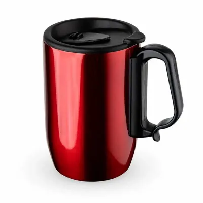 Caneca Inox Parede Dupla 400 ml personalizada vermelha