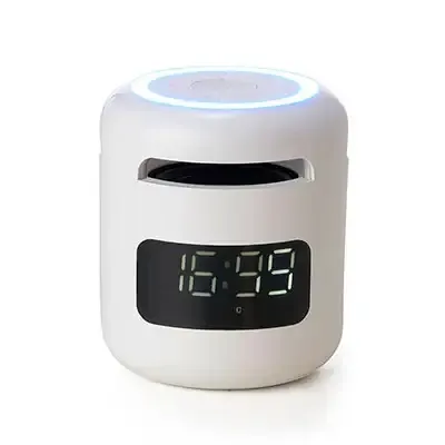 Caixa de som multimídia com relógio despertador branco - 1446456