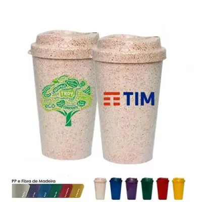 Copo ecológico  de 320 ml com tampa personalizado