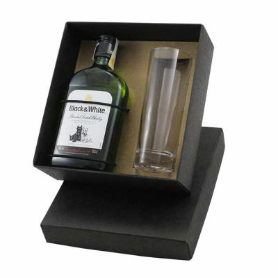 Kit whisky Black & White com copo 300ml de vidro