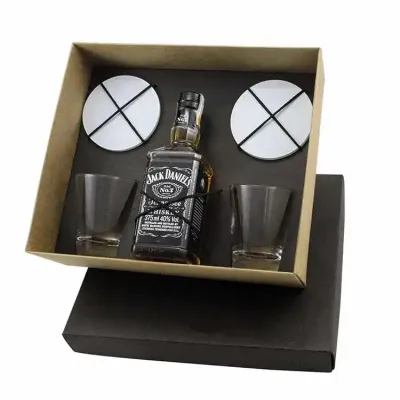 Kit whisky Jack Daniels 375ml com 2 copose 2 porta-copos