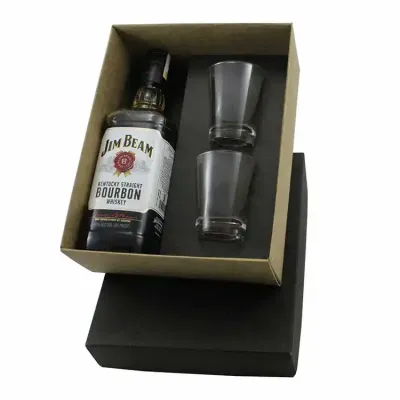 Kit whisky Jim Beam de 1 litro com dois copos de vidro