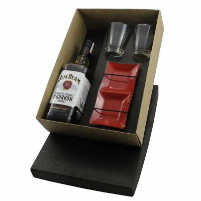 Kit whisky Jim Beam de 1 litro com copos e petisqueira de vidro