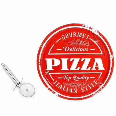 Kit pizza personalizado com cortador e prato de vidro