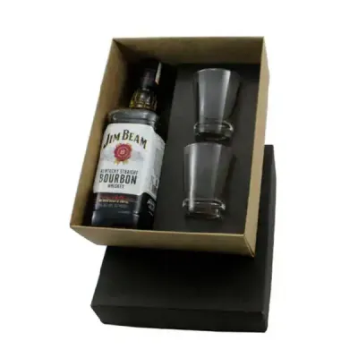 Kit whisky Jim Beam 750ml com 2 copos de vidro