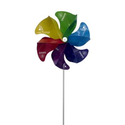 Catavento promocional 6 pontas multicolorido com logo