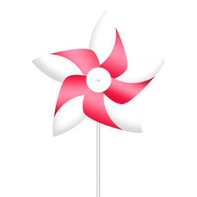 Catavento promocional 5 pontas cor rosa e branco - 1530747