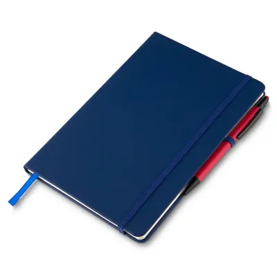 Caderno azul com caneta - 1927389