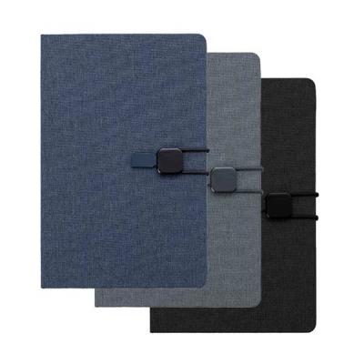 Caderno com fechamento de botão e elástico - azul, cinza e preto