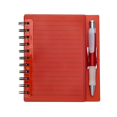 Bloco de Anotações Vermelho com caneta