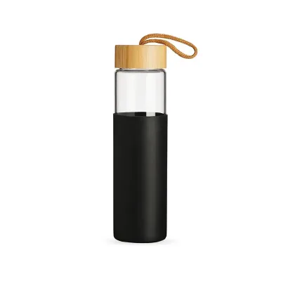 Garrafa de vidro borossilicato  com luva preta - 1784159