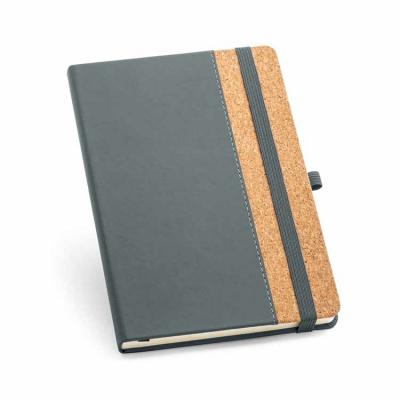 Caderno A5 com capa dura em cortiça e PU cinza