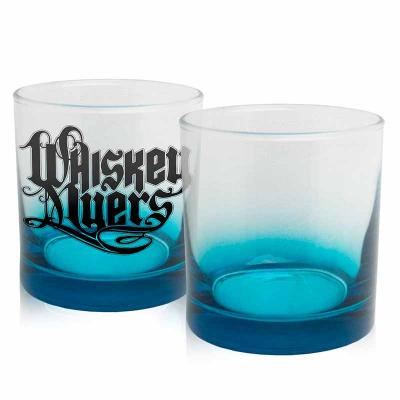 Copo de whisky em vidro 270 ml - azul