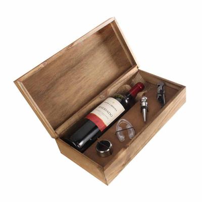 Kit vinho chileno em caixa de madeira envelhecida