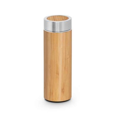 Garrafa térmica em bambu e aço inox personalizada - 1290671