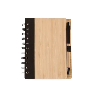 Bloco de notas em bambu com caneta - 1750026