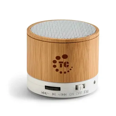 Caixa de Som com Microfone em Bambu personalizada - 1528260