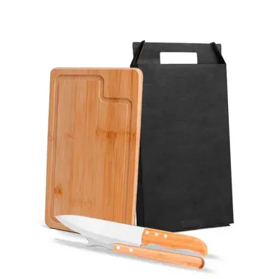 Kit para Churrasco em Bambu e Inox