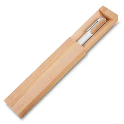 Caneta em metal com detalhe em bambu (fornecida em estojo) - 1877672