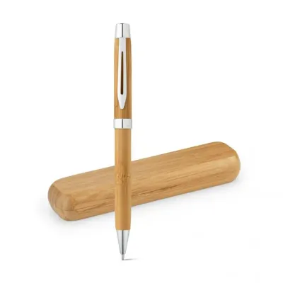 Esferográfica em bambu (caneta e estojo) - 1891559