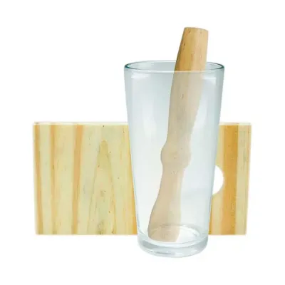 Kit caipirinha com tábua, socador e copo de vidro - 570680