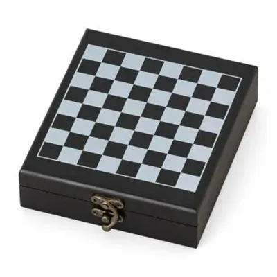 Kit vinho 4 peças em estojo tabuleiro de xadrez