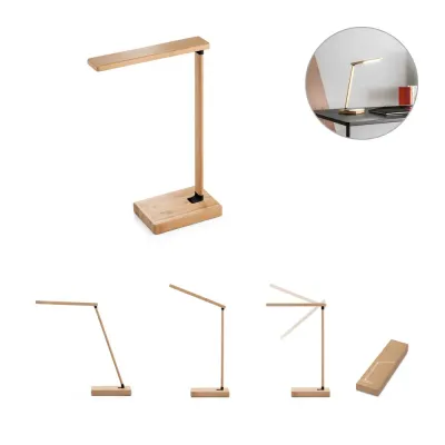 Luminária de mesa dobrável em bambu com carregador 
