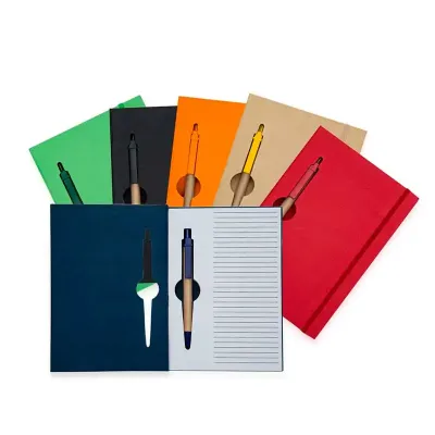 Bloco de anotações ecológico colorido com caneta - 603481