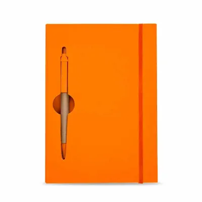 Bloco de notas ecológico laranja com caneta - 603480