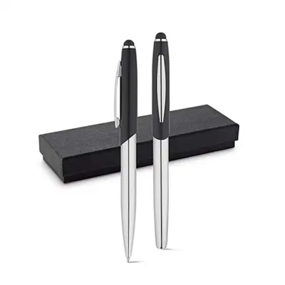 Kit de canetas em metal com estojo almofadado - 570769