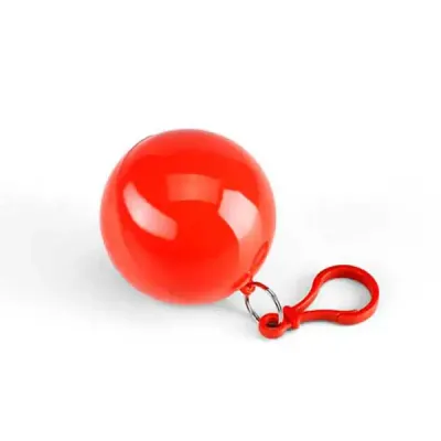 Capa de chuva em embalagem vermelha redonda com mosquetão - 507026
