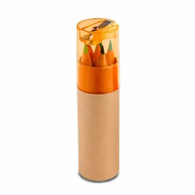 Kit com 6 mini lápis de cor em tubo com apontador - 741702