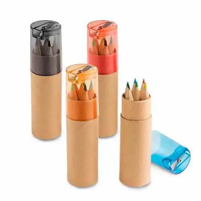 Kit lápis de cor personalizado - tampa (apontador) em diversas cores - 741703
