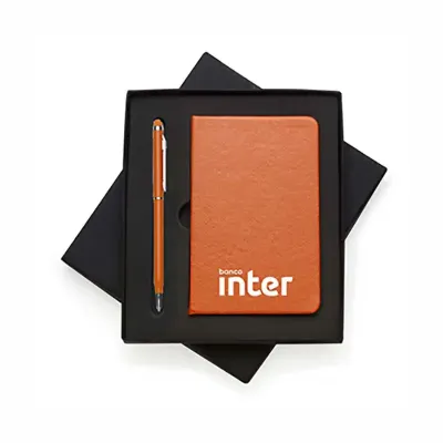 Conjunto com Caderneta tipo Moleskine e caneta Personalizados