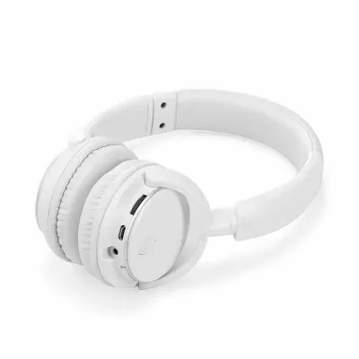 Fone de ouvido bluetooth branco com haste ajustável e fones giratórios - 1230444