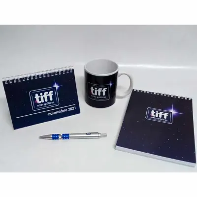 Kit Escritório Personalizado - calendário, caneca, bloco e caneta - 1317616