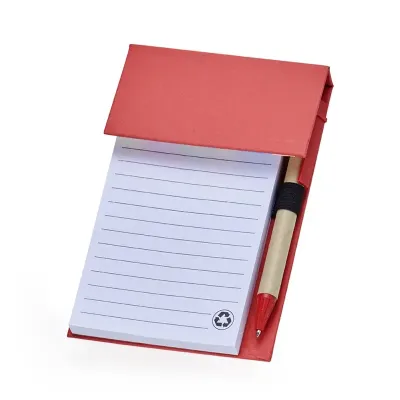 Bloco de anotações ecológico vermelho com caneta - 1769473