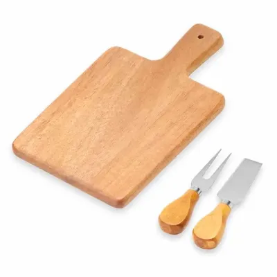 Kit queijo de 3 peças: tábua retangular, garfo e faca - 1461088