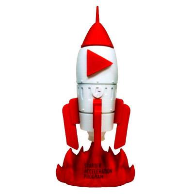 trofeu-personalizado-foguete-3d com base vermelho e branco