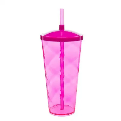 Copão Twister 1 litro com canudo na cor rosa - 1226854
