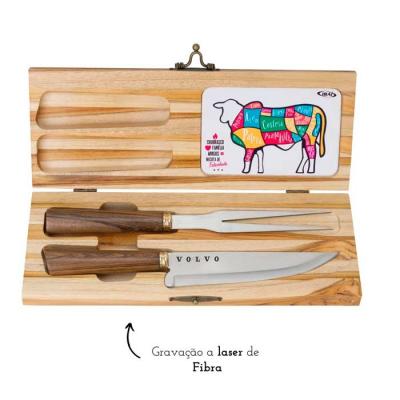 Kit churrasco personalizado em estojo de madeira - 1582370