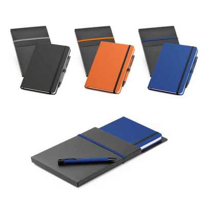 Caderno em couro sintético com caneta - 928869