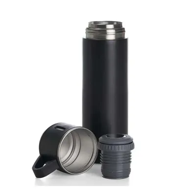 Garrafa térmica 450ml em inox preta