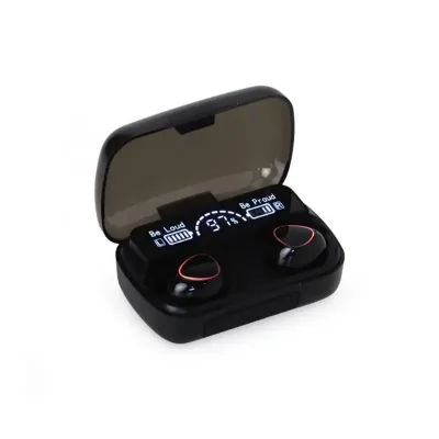 Fone de ouvido bluetooth com comandos touch e case carregador.