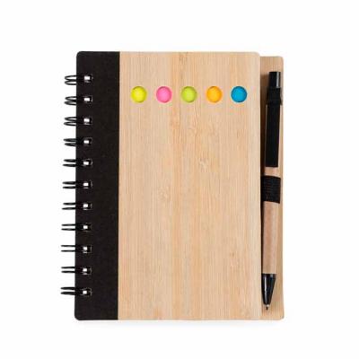 Bloco de anotações ecológico com caneta e sticky notes 