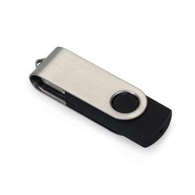 Pen drive de metal giratório 4GB/8GB/16GB/32GB, parte interna preta em plástico resistente. Possu...