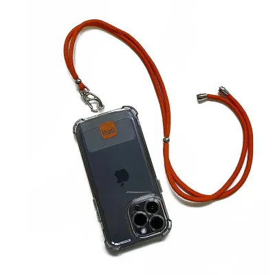 Cordao laranja de pescoço para celular