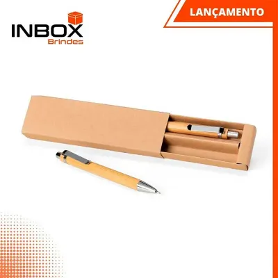 Kit ecológico caneta e lapiseira em bambu