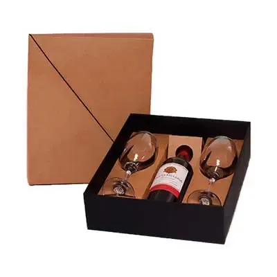 Kit vinho tinto suave com 2 taças em caixa para presente