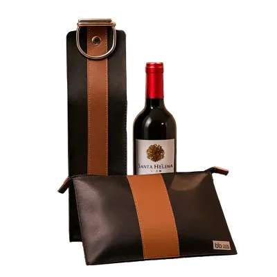Kit porta-vinho com necessaire
